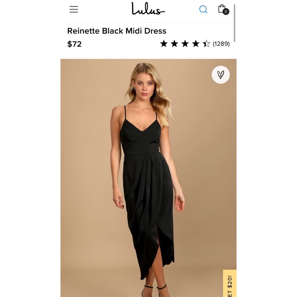 NWT Lulu’s Reinette Black Midi dress size L